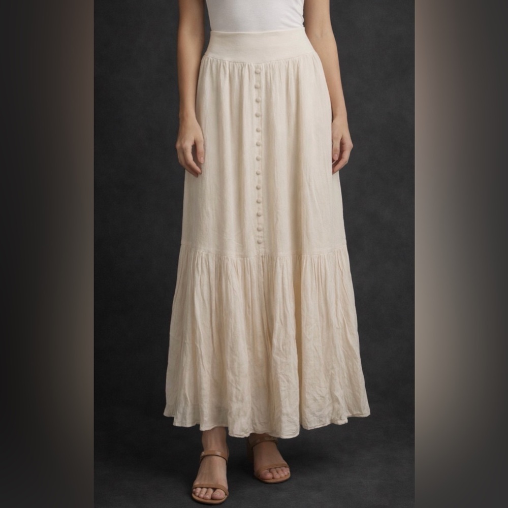 Jessica Simpson Cream Maxi Skirt with Front Buttons